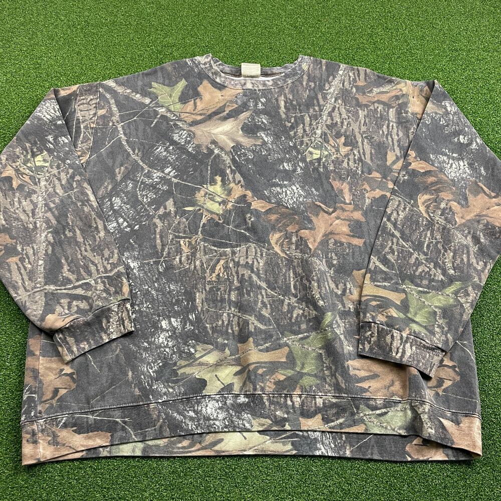 Vintage 90s Mossy Oak Oversized Fall Camouflage Crewneck Sweatshirt Sz 3XL